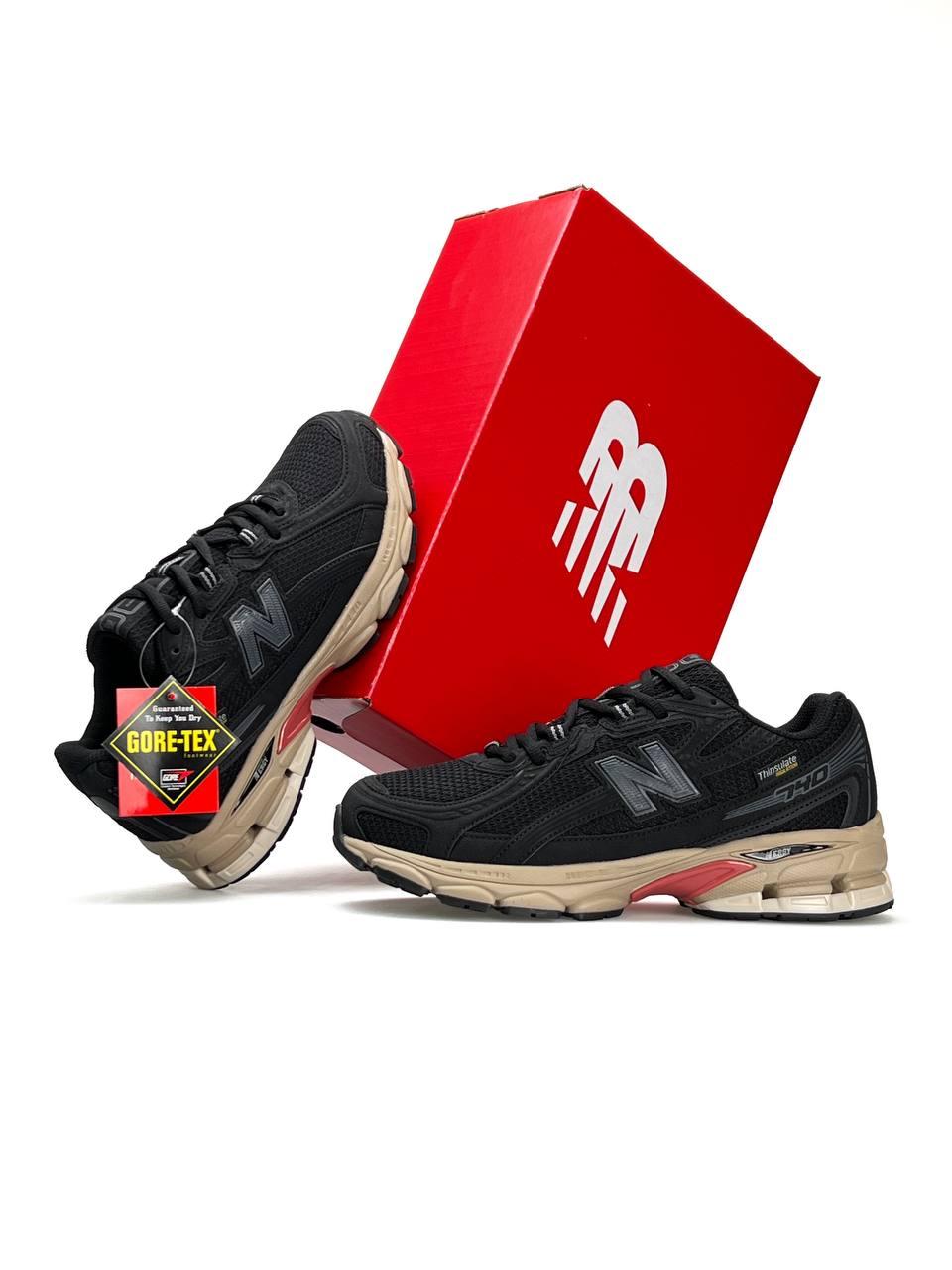 Чоловічі кросівки New Balance 740 Black, кеди Нью Беланс шкіра текстиль Gore-Tex, термочорної. Чоловіче взуття