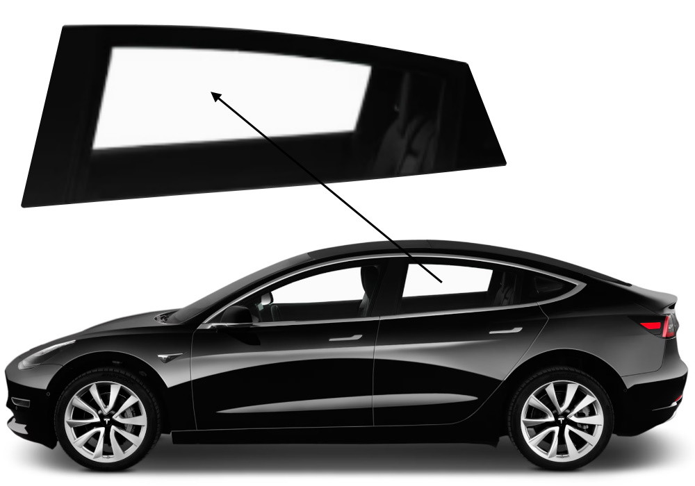 Бічне скло Tesla Model 3 2017-2024 задніх дверей ліве, фото 1