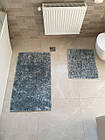 Набір бавовняних килимків для ванної кімнати ТМ Zeron 60*100 + 50*60 Vintage Mosso Cotton колір чорно-сірий