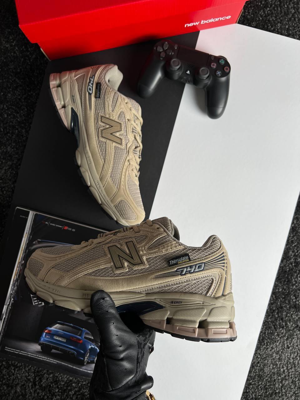 Чоловічі кросівки New Balance 740 Sand, кеди Нью Беланс шкіра текстиль Gore-Tex, термо пісочні. Чоловіче взуття