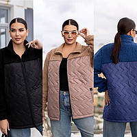 Жіноча куртка 46-48, 50-52, 54-56 беж, кремовий, чорний, джинс