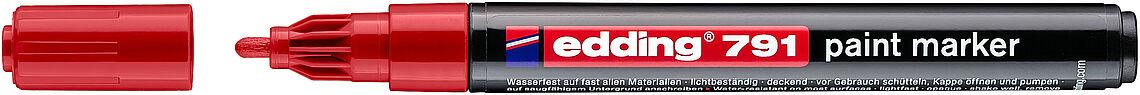 Маркер edding 791 Paint червоний 1-2 мм для металу та кераміки. Маркер фарба, фото 1