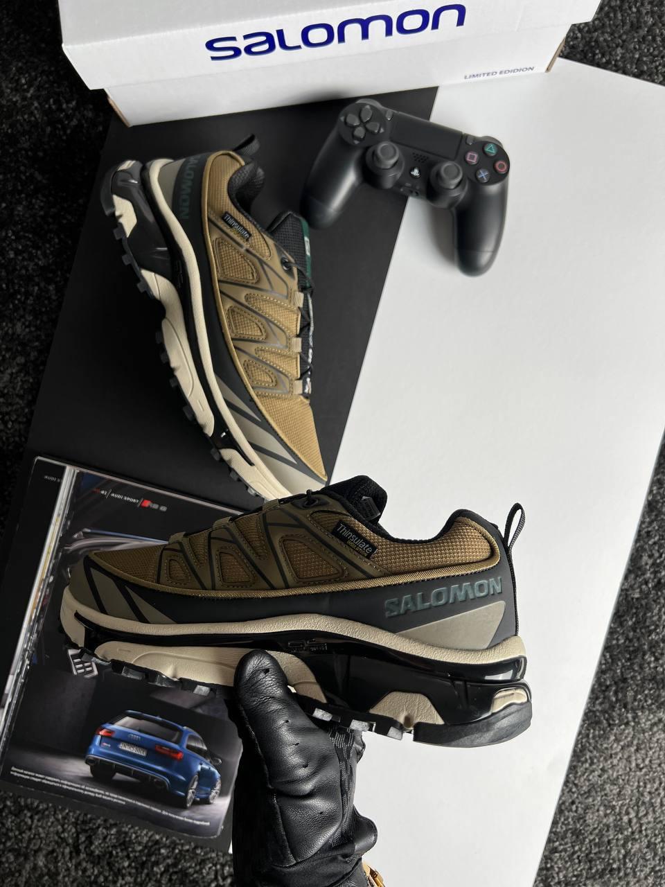 Чоловічі кросівки Salomon XT-6 Sand, кеди Соломон шкіра текстиль Gore-Tex, термо пісочні. Чоловіче взуття