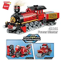 Конструктор  42101 "Trans Collector" Поїзд, будтехніка, мотоцикл 3 в 1, 305 деталей., фото 3