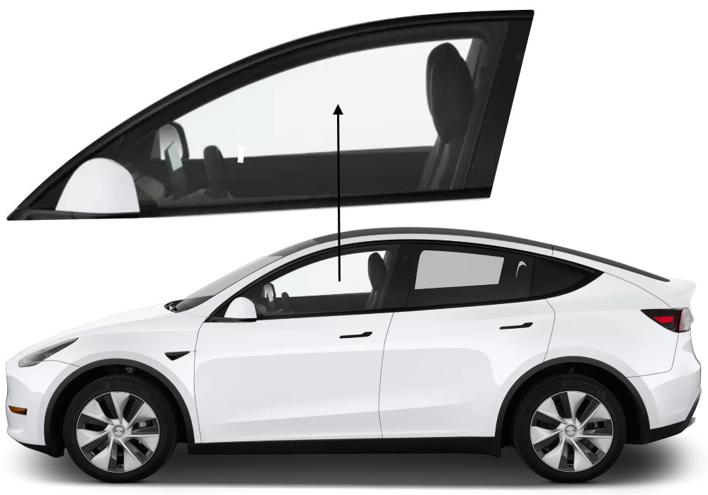 Бічне скло Tesla Model Y 2020-2024 передніх дверей ліве, фото 1