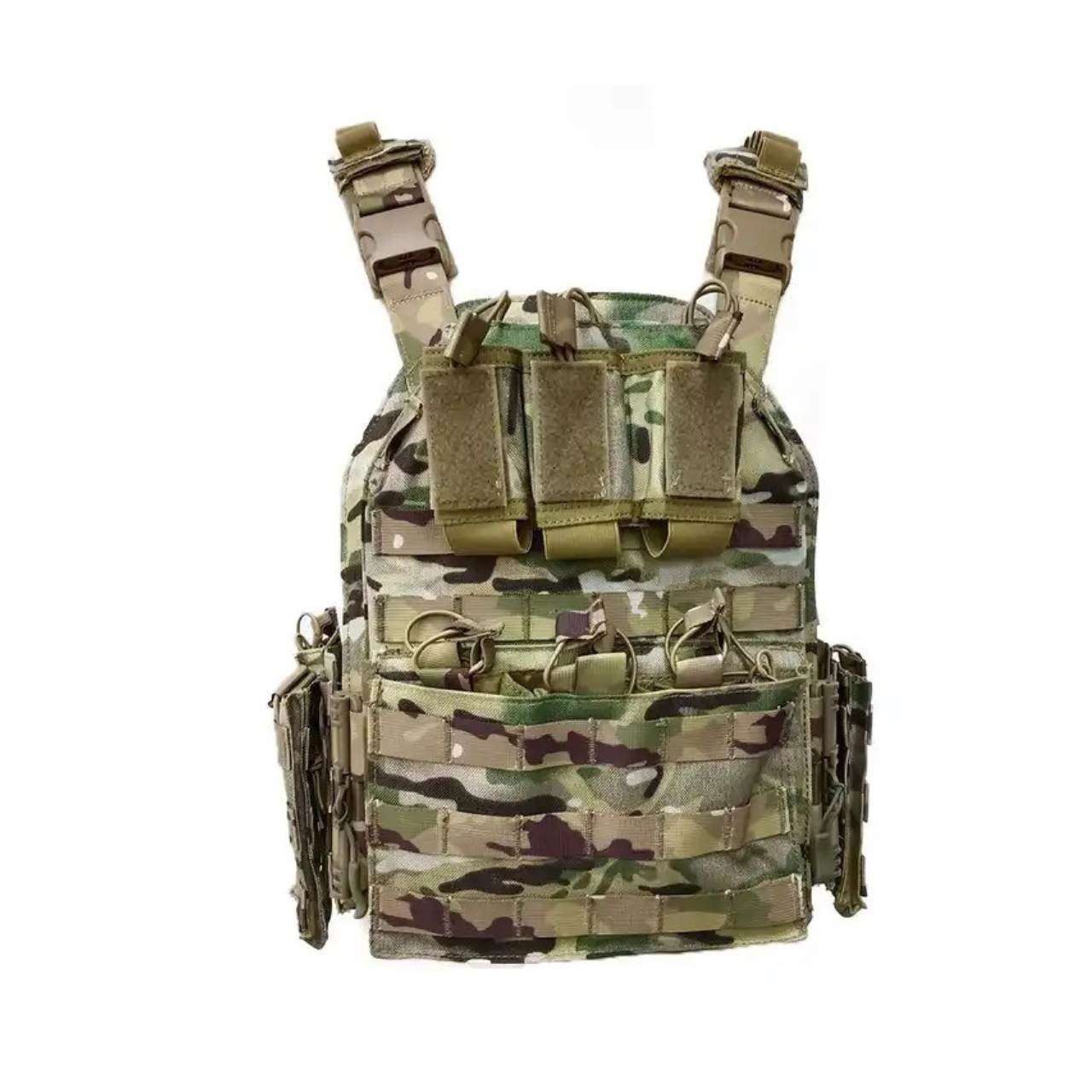 Плитоноска Бронежилет MOLLE на 9 магазинів з бічними плитами, Мультикам