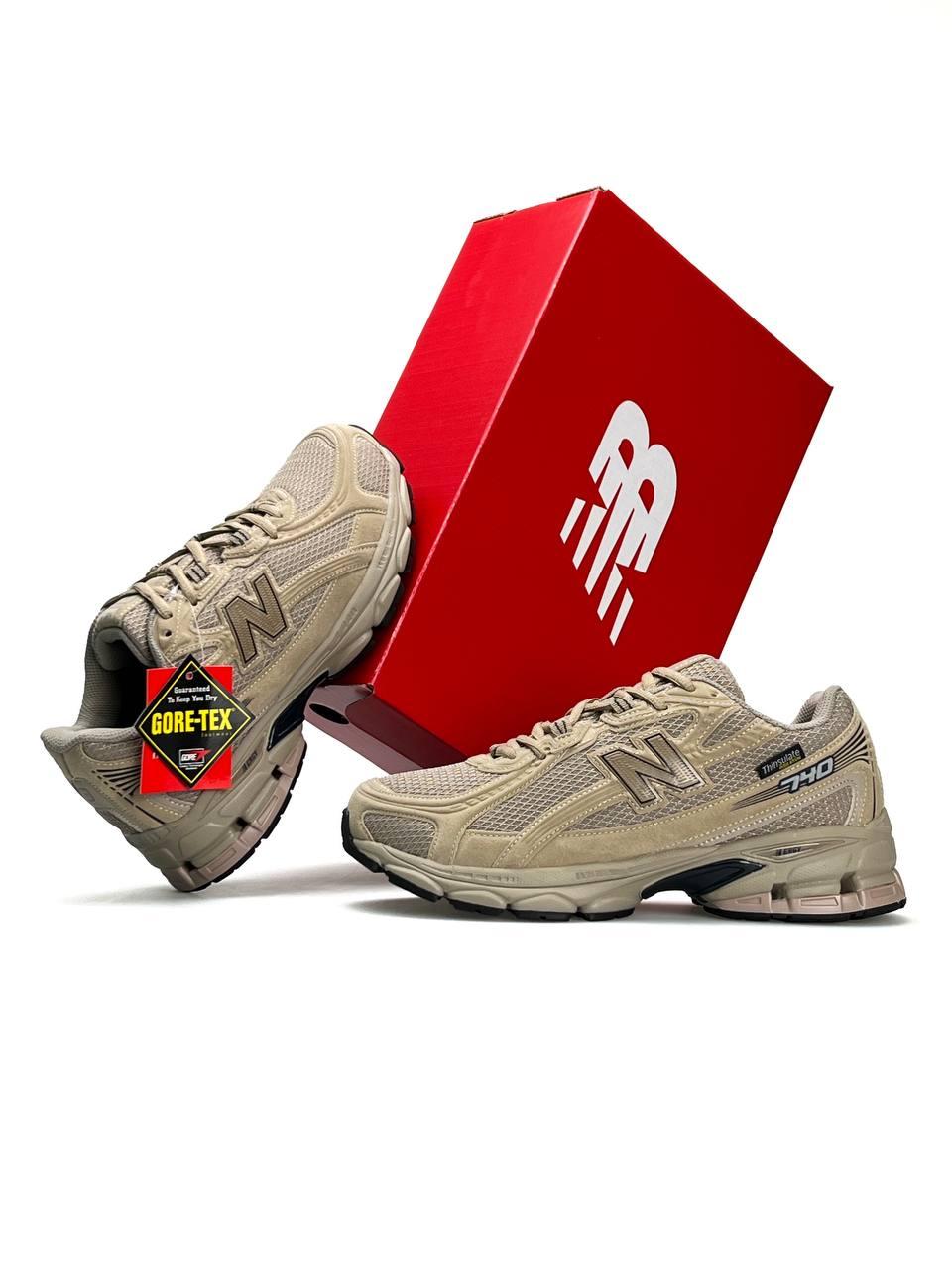 Чоловічі кросівки New Balance 740 Sand, кеди Нью Беланс шкіра текстиль Gore-Tex, термо пісочні. Чоловіче взуття
