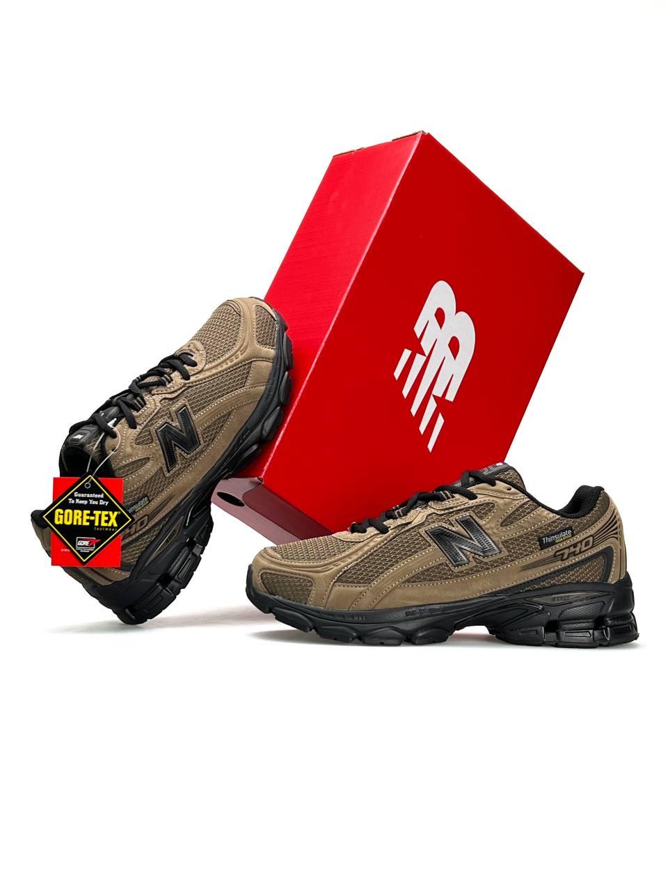 Чоловічі кросівки New Balance 740 Brown, кеди Нью Беланс шкіра текстиль Gore-Tex, термокоричневий. Чоловіче взуття