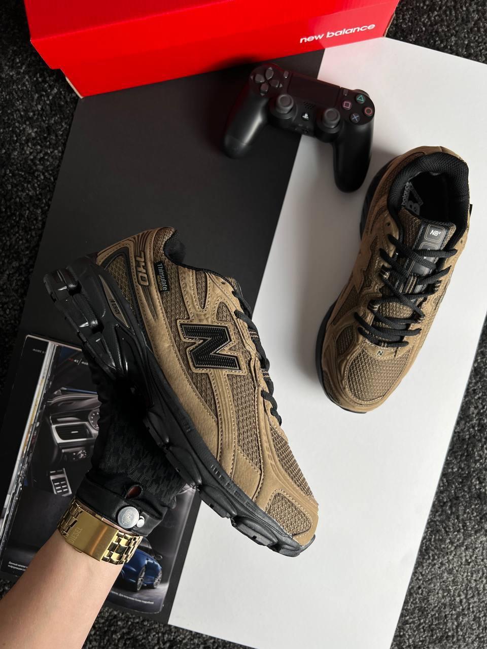 Чоловічі кросівки New Balance 740 Brown, кеди Нью Беланс шкіра текстиль Gore-Tex, термокоричневий. Чоловіче взуття