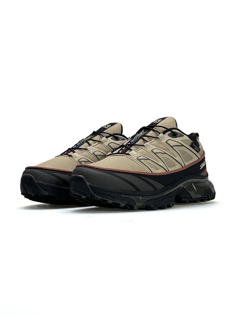 Чоловічі кросівки Salomon XT-6 Beige, кеди Соломон шкіра текстиль Gore-Tex, термо бежеві. Чоловіче взуття