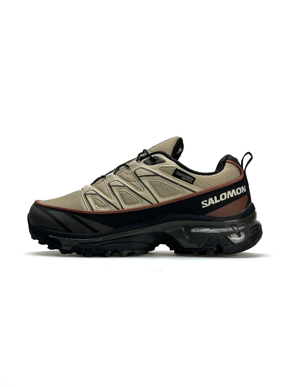Чоловічі кросівки Salomon XT-6 Beige, кеди Соломон шкіра текстиль Gore-Tex, термо бежеві 41