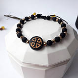 Браслет із дерев'яними бусинами в поєднанні із металевими (Афон), фото 2