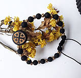 Браслет із дерев'яними бусинами в поєднанні із металевими (Афон), фото 3