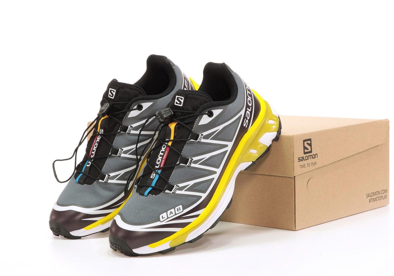 Чоловічі кросівки Salomon XT-6 Grey Yellow Сірі з жовтим Взуття Соломон XT-6 текстиль демісезон