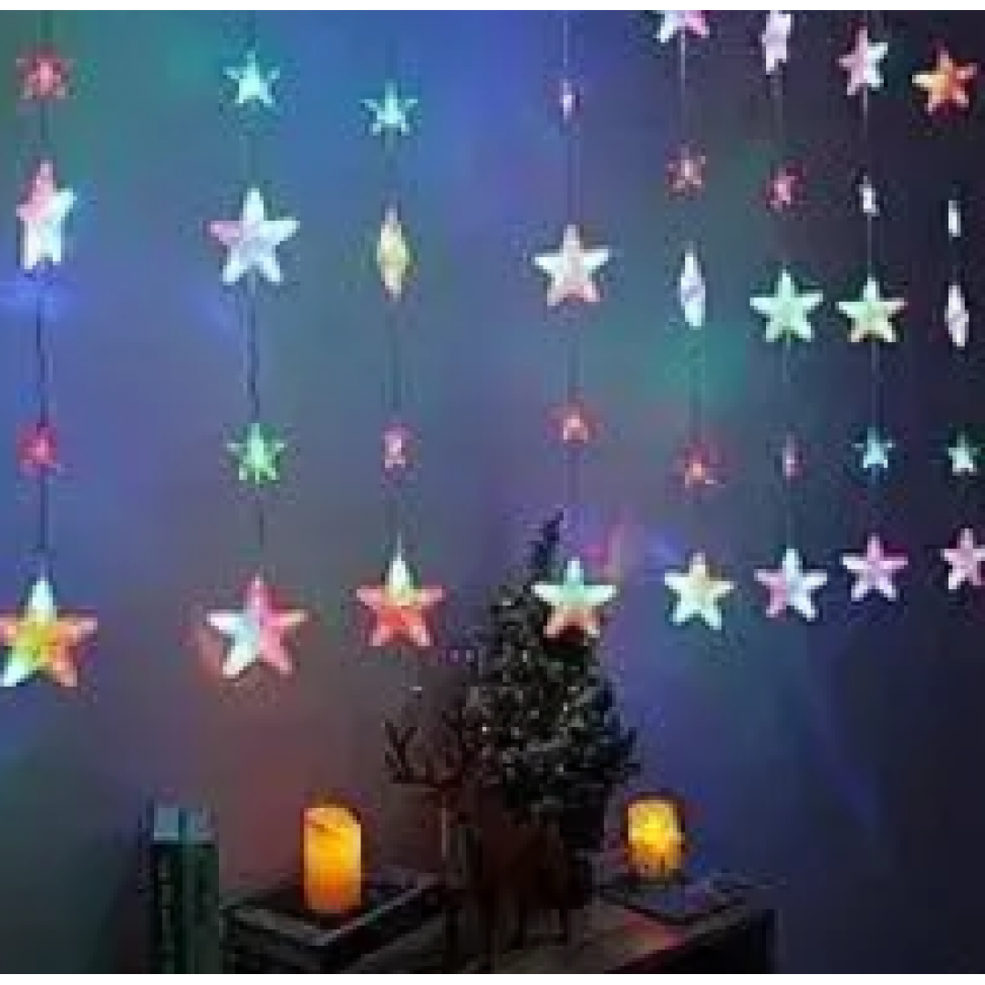 XMAS Гірлянда штора Зіркопад 60L на мідний пров 3M*90CM Мультикольорова 8174