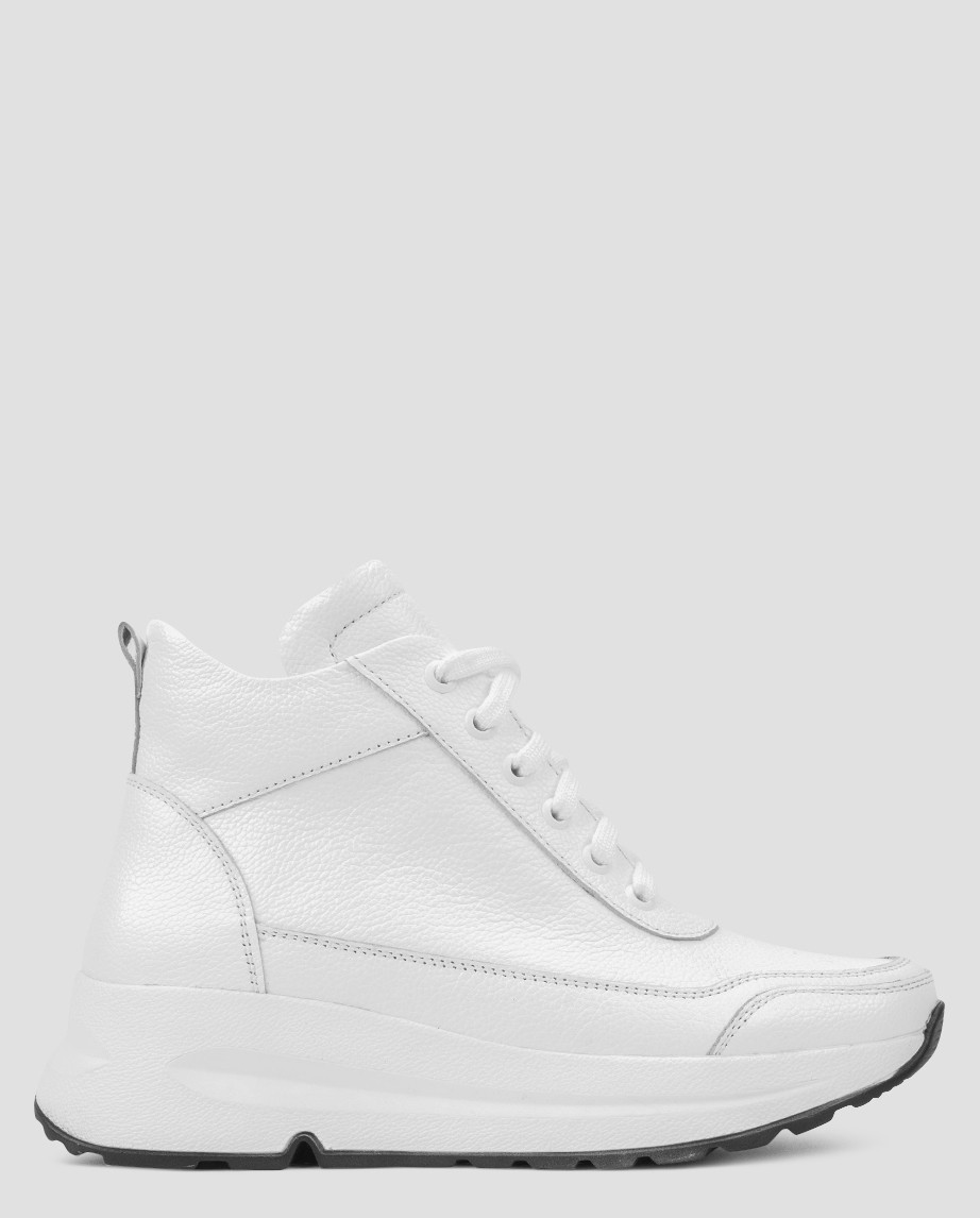 Кросівки високі жіночі білі натуральна шкіра ALROMARO — розмір 39 (25,5 см) (модель:, фото 1