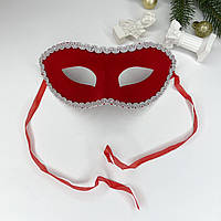 Карнавальний аксесуар Finding Маска на верхню половину обличчя Червона срібляста 21 см х 9 см