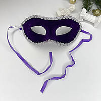 Карнавальний аксесуар Finding Маска на верхню половину обличчя Фіолетова срібляста 21 см х 9 см