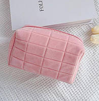 Плюшевая и мягкая косметичка органайзер розовая для хранения косметики пушистая для хранения косметики LikeM