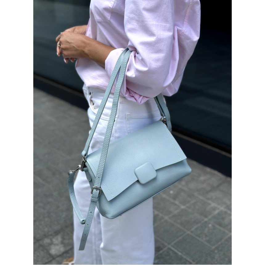 Сумка жіноча з натуральної шкіри блакитна BAGS4LIFE 8536