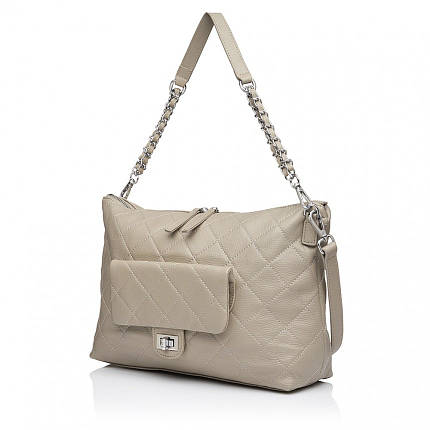 Жіноча сумка з натуральної шкіри сіро-бежева BAGS4LIFE FG-8533, фото 1