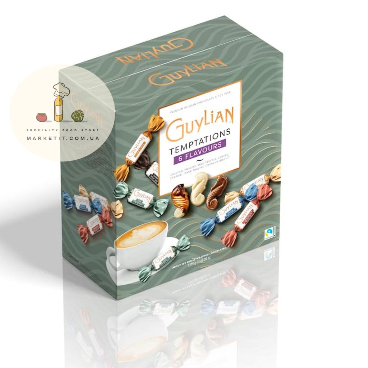 Шоколадні цукерки Guylian Temptations, колекція 6 смаків Бельгія, 1.315 кг