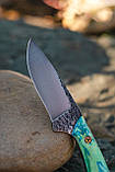 Ніж ручної роботи «Скінер #11» (Шкурник) з піхвами зі шкіри Х12МФ/60 HRC., фото 5