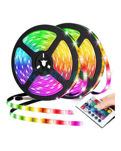 Світлодіодна Стрічка LED 5 м SMD 3528 RGB з пультом і блоком живлення, новорічна гірлянда, фото 1