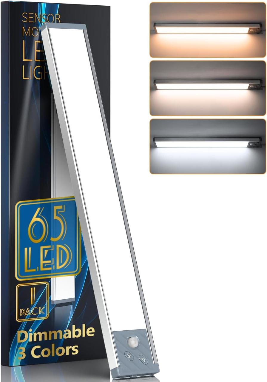 HIBOITEC 65 світлодіодні світильники під шафою, 3 колірні температури з регульованим датчиком руху, шафа 2500 мАг, фото 1