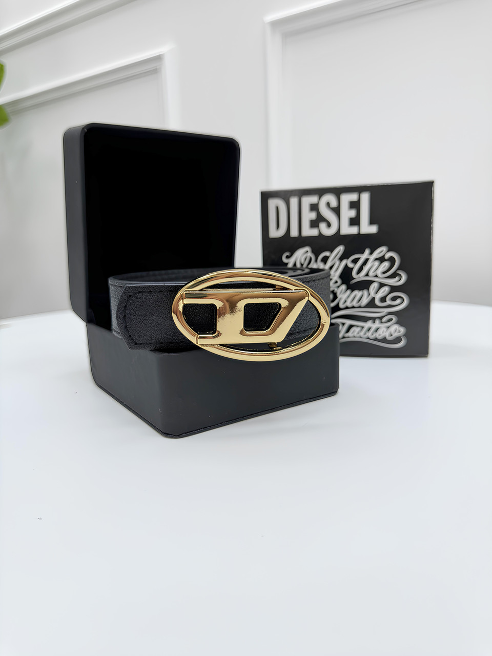 Жіночий ремінь Diesel Дезель чорний + золото
