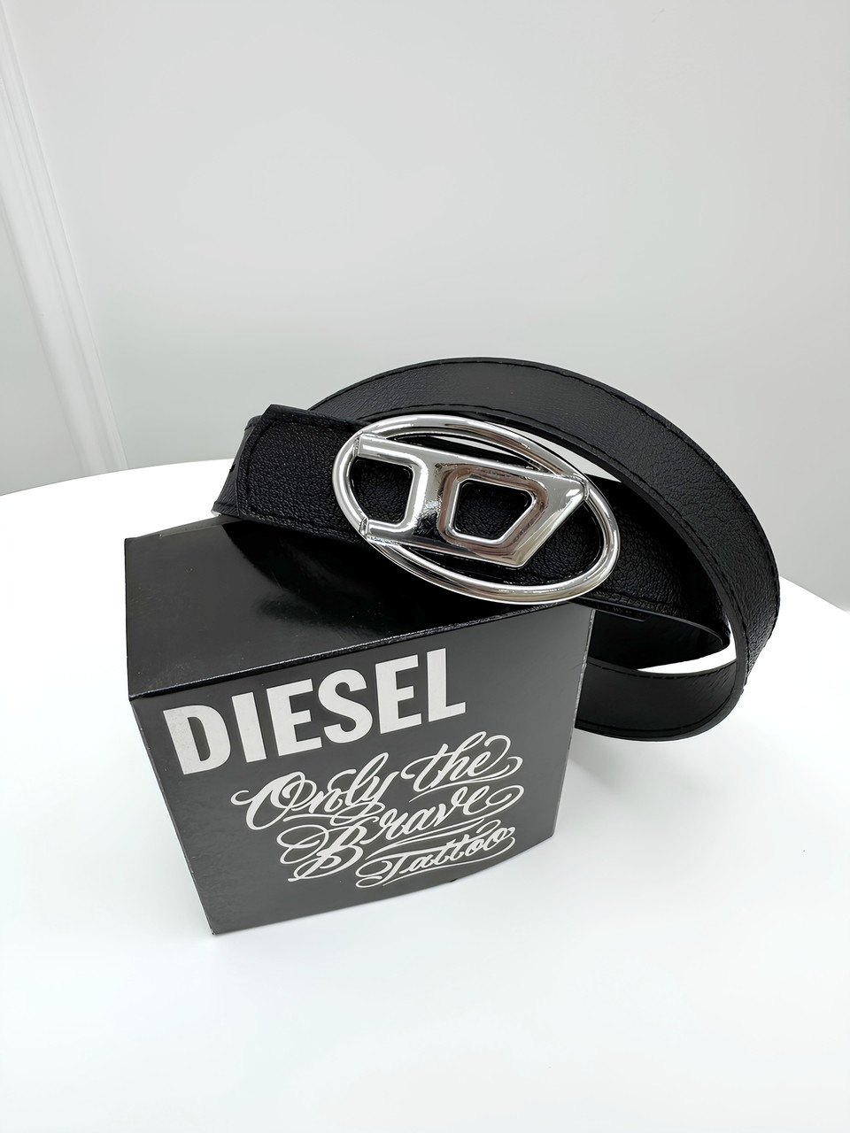 Жіночий ремінь Diesel Дезель чорний + срібло