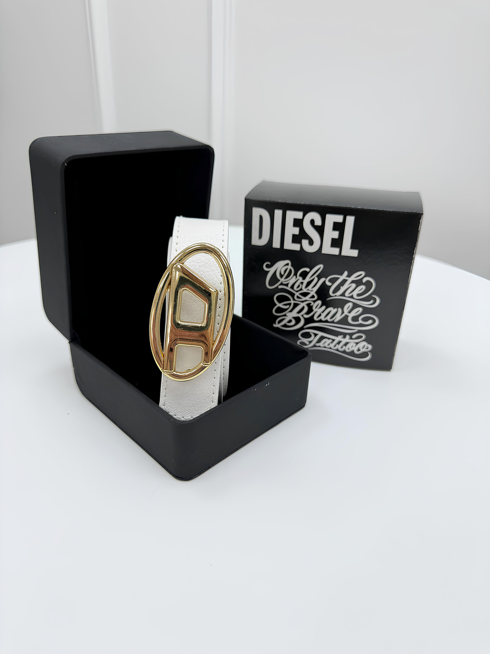 Жіночий ремінь Diesel Дезель білий + золото