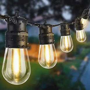 Ретрогірлянда вулична водонепроникна 5 метрів 10 лампочок retro lampa Вінтажна гірлянда лампочка