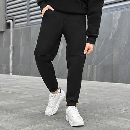 Костюм чорний для осінньо-зимового сезону стильний з капюшоном для повсякденного носіння комфортний L, фото 5