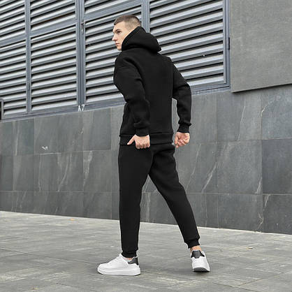 Костюм чорний для осінньо-зимового сезону стильний з капюшоном для повсякденного носіння комфортний L, фото 3