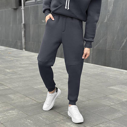 Спортивний костюм для чоловіків темно-сірий з капюшоном і кишенями осінь зима стильний комфортний, фото 4
