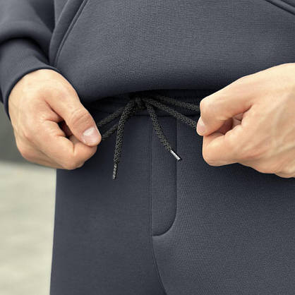 Спортивний костюм для чоловіків темно-сірий з капюшоном і кишенями осінь зима стильний комфортний, фото 5