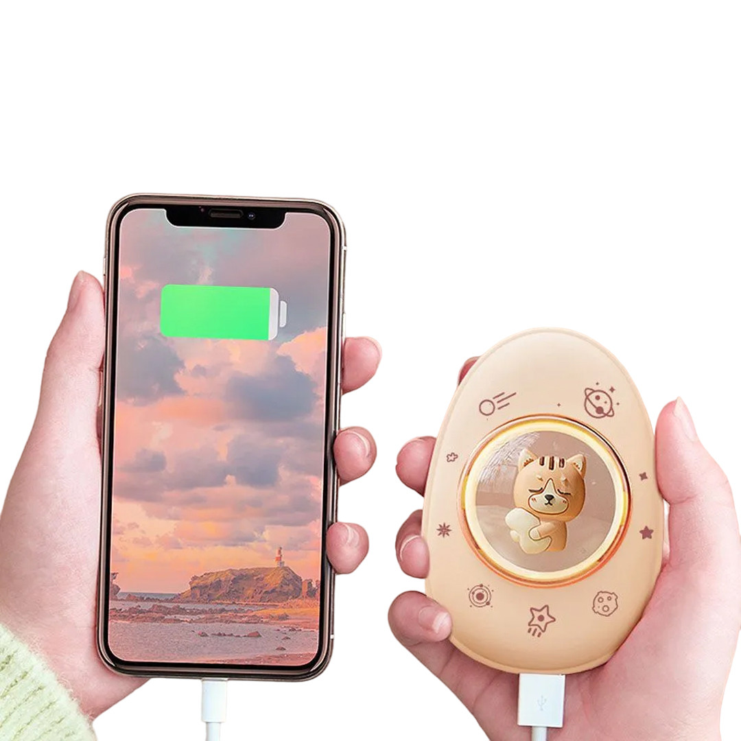 Самозігріваюча грілка для рук з USB-зарядкою Бежева AA21-1 Грелка кишенькова електрична портативна