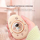 Самозігріваюча грілка для рук з USB-зарядкою Бежева AA21-1 Грелка кишенькова електрична портативна, фото 11