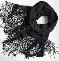 Женский шарфик с ажурным краем 200 на 85 dress РС3316_черн