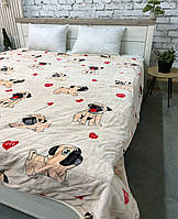 Покривало велюр полуторне дитяче Мопси