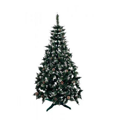 Ялинка штучна з білими кінчиками та шишками 2 м