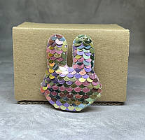 Аплікація з паєтками Зайчик, 42*55 мм, пастель мікс, шт, Різнокольоровий