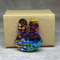 Аплікація з паєтками Зайчик, 42*55 мм, райдуга мікс, шт, Різнокольоровий