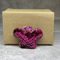 Аплікація Метелик-паєтка, 42*36 мм, колір-малина, шт, Малиновий