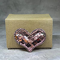 Аплікація-паєтка, Серце 55*42 мм, колір-рожевий, шт, Рожевий