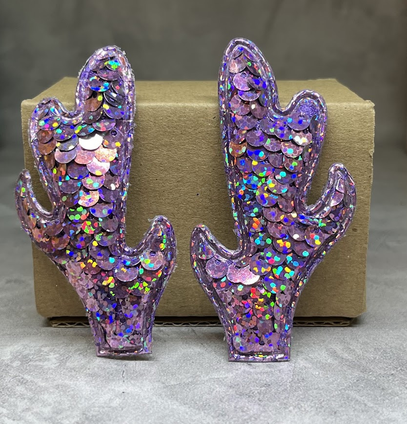 Ріжки-паєтка 3,5*7 см, колір-бузок, 1 пара, Бузковий, фото 1