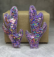 Ріжки-паєтка 3,5*7 см, колір-бузок, 1 пара, Бузковий