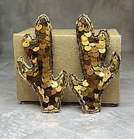 Ріжки-паєтка 3,5*7 см, колір-золото, 1 пара, Золотий