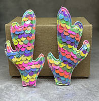 Ріжки-паєтка 3,5*7 см, колір- яскравий мікс, 1 пара, Різнокольоровий